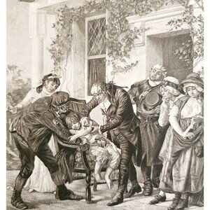 First Vaccination By Dr Jenner Photogravure Victorian 1894 Medical Melingue DWT1